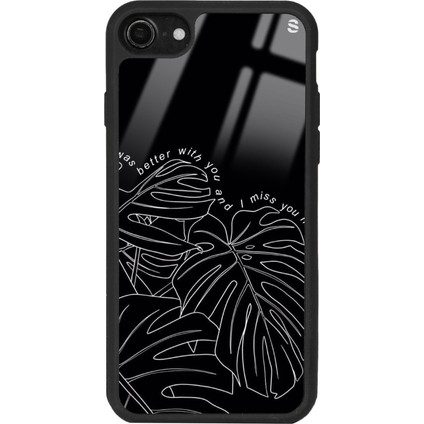 Apple iPhone 7 - 8 - Se Dark Leaf Tasarımlı Glossy Telefon Kılıfı