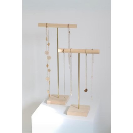 Ahşap Takı Organizeri Kolye Askısı Zarif Tasarım 25 cm Doğal Ahşap Renk