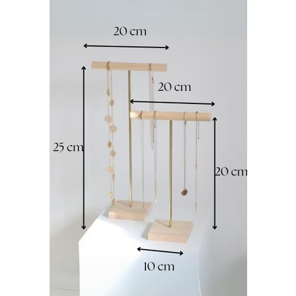 Ahşap Takı Organizeri Kolye Askısı Zarif Tasarım 25 cm Doğal Ahşap Renk indirimleri