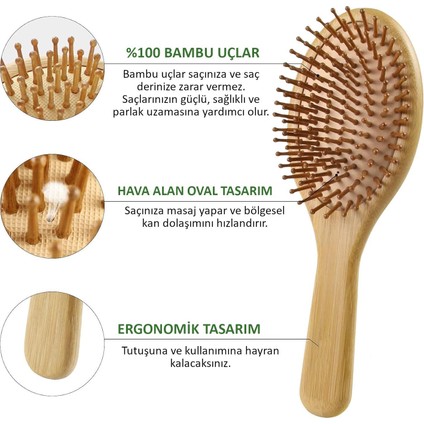 Valkyrie 4 Adet Doğal Bambu Fırça Tarak Seti %100 Bambu Orjinal Set fırsatları