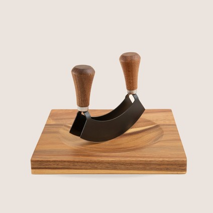 Agni Akasya Bıçaklı Kesme Tahtası 20X20 cm Natural