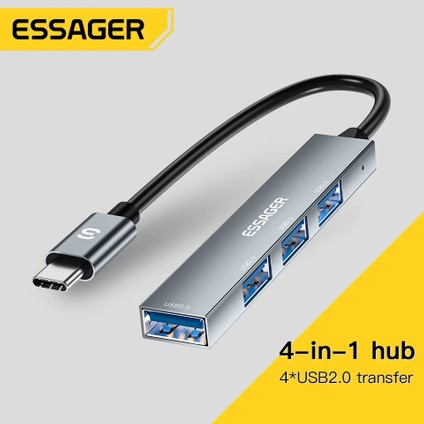 4'ün 1'i Hub Çoklayıcı CE/FC/ROHS Lisanslı Laptop/Bilgisayar-Macbook/Type-C Girişli 4 Adet Usb Girişli Metal Aleminyum Sağlam 480 Mbps Hızlı