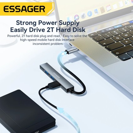 4'ün 1'i Hub Çoklayıcı CE/FC/ROHS Lisanslı Laptop/Bilgisayar-Macbook/Type-C Girişli 4 Adet Usb Girişli Metal Aleminyum Sağlam 480 Mbps Hızlı