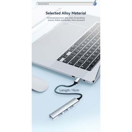 4'ün 1'i Hub Çoklayıcı CE/FC/ROHS Lisanslı Laptop/Bilgisayar-Macbook/Type-C Girişli 4 Adet Usb Girişli Metal Aleminyum Sağlam 480 Mbps Hızlı