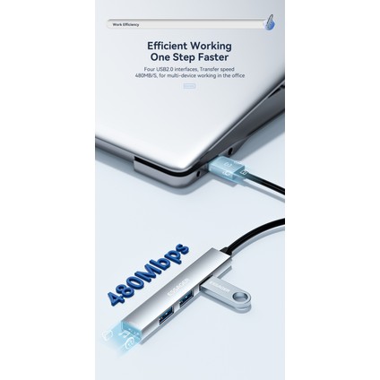 4'ün 1'i Hub Çoklayıcı CE/FC/ROHS Lisanslı Laptop/Bilgisayar-Macbook/Type-C Girişli 4 Adet Usb Girişli Metal Aleminyum Sağlam 480 Mbps Hızlı