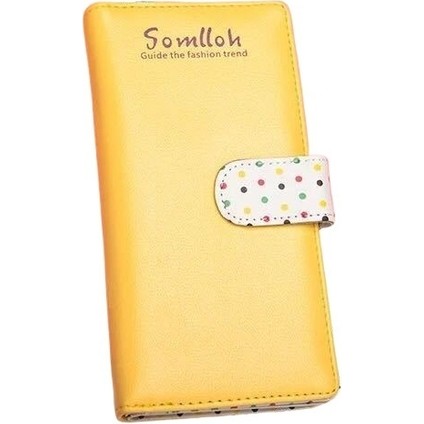 Sevimli Tokalı Fermuar Puantiyeli Düz Renk Uzun Cüzdan (Yurt Dışından)