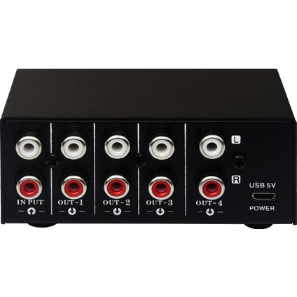 1'i 4 Çıkışlı Stereo Sinyal Kaynağı Ayırıcı Sinyal Çıkışı Rca Arayüzü (Yurt Dışından)