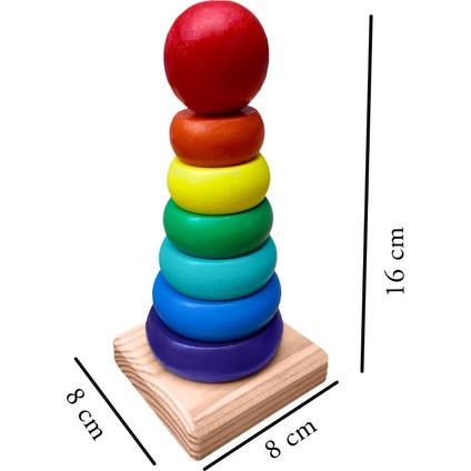 Wooden Toys Doğal Ahşap Eğitici Oyuncak Gökkuşağı Minik Yuvarlak Denge Kule HMH-079 fırsatları