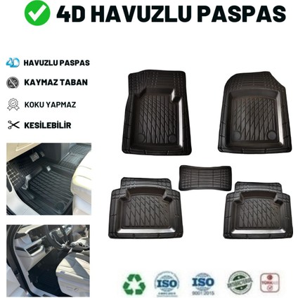 Volkswagen Jetta Sedan 2012 ile Uyumlu 4d Havuzlu Üniversal Yeni Nesil Paspas Siyah Gold Seri
