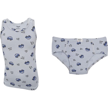 Erkek Çocuk 5'li Paket Karışık Renk Vosvos Baskılı Likralı Atlet Boxer Takım
