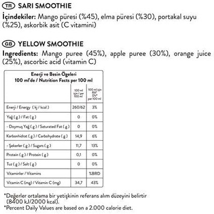 Smoothie Karışık Set, 250ml x 6 Adet