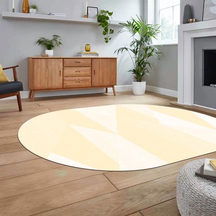 Dijital Baskılı Kaymaz Taban Yıkanabilir Oval Modern Yolluk Salon Halısı, V-O-Modern-54-Krem, fiyatları
