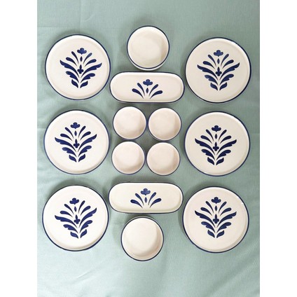 Handmade Kobalt Lacivert Kahvaltı Takımı 6 Kişilik 14 Parça