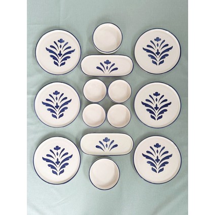 Handmade Kobalt Lacivert Kahvaltı Takımı 6 Kişilik 14 Parça