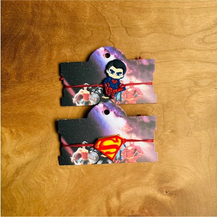 Superman 2 'li Set Çocuk Bilekliği Makrome Örgülü Ipli Ayarlamalı