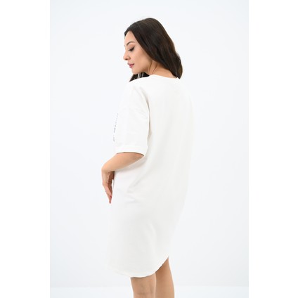 Kadın Baskılı Oversize T-Shirt Elbise 5218-24 modelleri