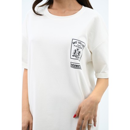 Kadın Baskılı Oversize T-Shirt Elbise 5218-24 fırsatları