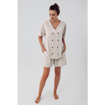 Keten Kısa Kol Oversize Gömlek Şort Takım K602