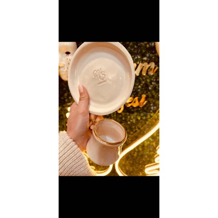 Saf Altın Işlemeli Seramik Kahve Fincanı