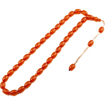 Osmanlı Benzetme Kapsül Kesim 11X8 mm Sıkma Kehribar Sistem Püsküllü Tesbih