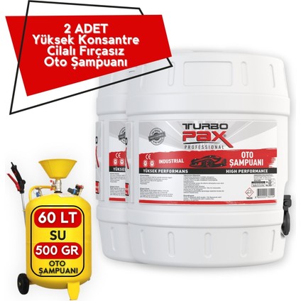 2 Adet 20 kg Yüksek Konsantre Cilalı Fırçasız Oto Köpük (500GR/60LT)