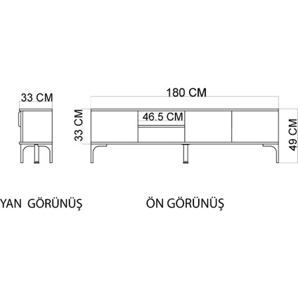 Tarz Tv Ünitesi , Raflı Tv Sehpası , 180 cm Tv Konsolu (Full Beyaz)