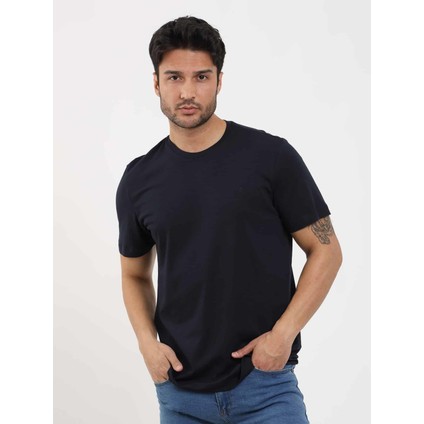 Lacivert Erkek Slim Fit Düz O Yaka Tshirt - 105492