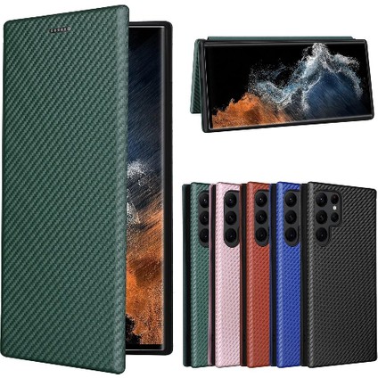 Samsung Galaxy S22 Ultra Deri Folio Flip Case Kart Ekleme Için Kılıf (Yurt Dışından)