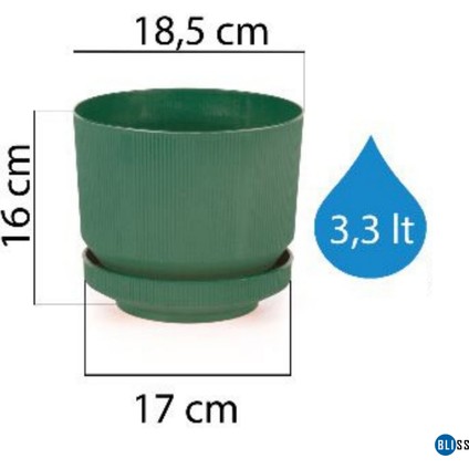3,3 Litre Antrasit Dekoratif Lüks Saksı Iç Dış Mekan Tabaklı Plastik Çiçek Saksısı fiyatları