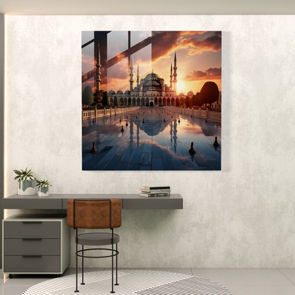 Sultanahmet Camii Cam Baskı - Osmanlı, Osmanlı Imparatorluğu, Cam Duvar Sanatı, Cam Sanatı, 30X30