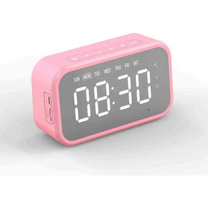 Pembe Bluetooth 5.0 Hoparlör Çalar Saat Küçük Hd Ses Fm Radyo Çalar Sıcaklık Saati Taşınabilir Dilsiz Lise Öğrencisi Çalar Saat (Yurt Dışından)