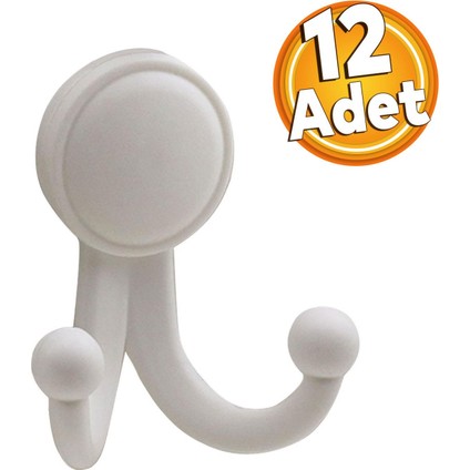 Karataş Askılık Vestiyer Duvar Askısı Dolap Elbise Askılığı Sert Plastik Beyaz Askı Elemanı 12 Adet