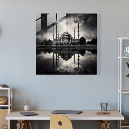 Sofistike Cam Baskı - Zamansız Sultanahmet Camii Cam Duvar Sanatı, 30X30