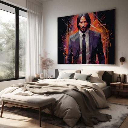 John Wick Duvar Sanatı - Ölümcül Kalem - John Wick, John Wick, Minimalist Tasvir, Kanvas Tablo, 30X30 modelleri