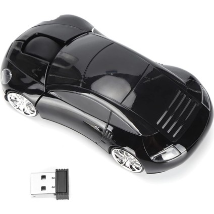 Araba Şekilli Bilgisayar Faresi, Dizüstü Bilgisayar, Bilgisayar, Ofis Için Taşınabilir USB 2.4g Kablosuz Fare, USB Alıcılı, Pc Dizüstü Dizüstü Bilgisayar Için (Siyah) (Yurt Dışından)