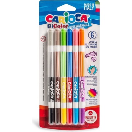 Bicolor Süper Yıkanabilir Çift Uçlu Keçeli Boya Kalemi 6’lı 12 Renk