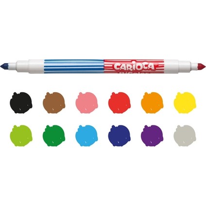 Bicolor Süper Yıkanabilir Çift Uçlu Keçeli Boya Kalemi 6’lı 12 Renk modelleri