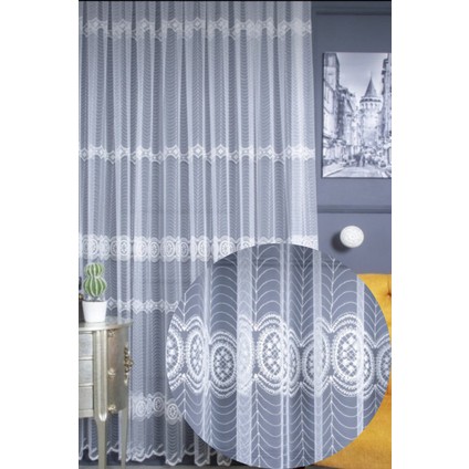 Üst Sanal Nakışlı Tül Perde (Sık 1x3 Pile)