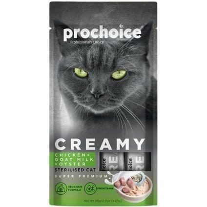 Prochoice Creamy Tavuklu ve Istiridyeli Sıvı Kedi Ödül Maması 15 gr 4 Adet