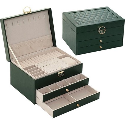 Kilitli Üç Katmanlı Çok Fonksiyonlu Mücevher Kutusu Takı Saklama Kutusu (Yurt Dışından)