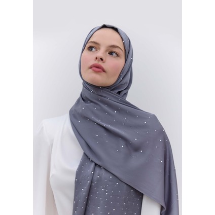Strass Taşlı Ipeksi Şal Füme modelleri