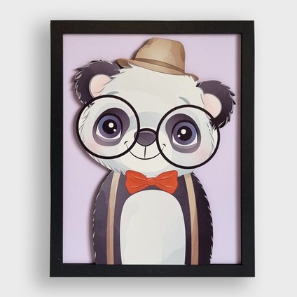 Panda, Maymun, Sloth 3'Lü Set | 3 Boyutlu, Çerçeveli, Ahşap, Bebek Odası Tablo Seti | Baskı & El Boyaması fırsatları