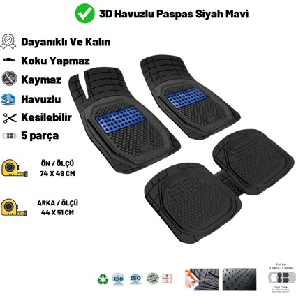 Lada Samara 1997 1/n Kaymaz Taban 3D Havuzlu Paspas Siyah Mavi