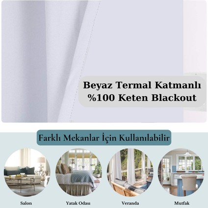 Keten Rustik Blackout Perde - Keten Blackout Rustik Kuşgözü Termal Katmanlı Perde