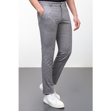Kırçıllı Siyah Renk Slim Fit Keten Erkek Pantolon