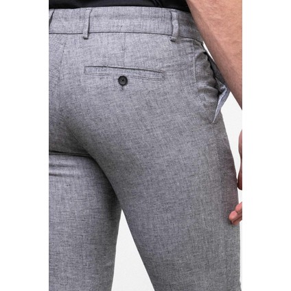 Kırçıllı Siyah Renk Slim Fit Keten Erkek Pantolon