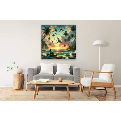 Günbatımı Deniz Kızı Yapay Zeka Tablosu - YPZ106