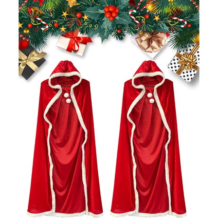 Noel Pelerini Noel Baba Yetişkin Pelerini Kadınlar Için Cadılar Bayramı Kostümü Kapşonlu Giyinme 150CM (Yurt Dışından)