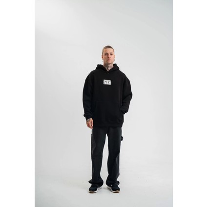 Unisex Kapşonlu Uzun Kol Patchli Nakışlı Sweatshirt - Siyah modelleri