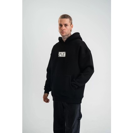 Unisex Kapşonlu Uzun Kol Patchli Nakışlı Sweatshirt - Siyah fırsatları